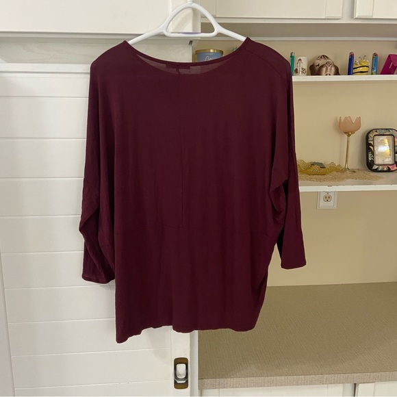 Maroon 3/4 Sleeve Boatneck Top - Picture 5 of 5